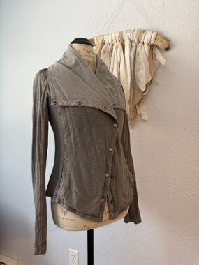 Anthropologie Saturday Sunday Taupe Snap Front Moto Jacket Small